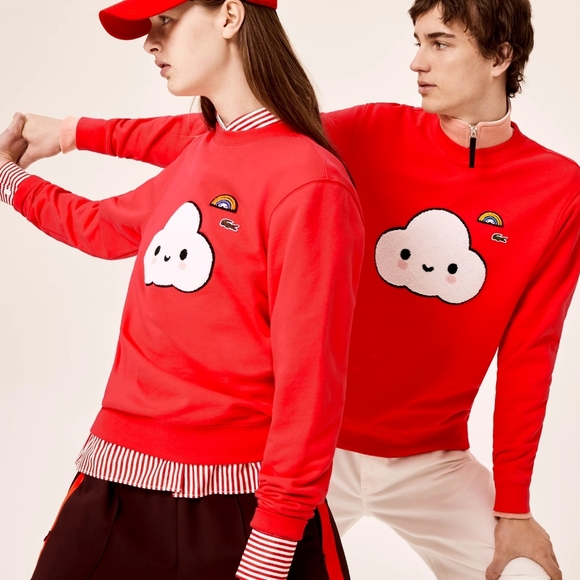 Lacoste X FriendsWithYou Sweatshirt Pullover Unisex Longsleeve Red Cloud Croc M - Picture 1 of 14